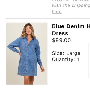 Maternity Blue Denim Long Sleeve Dress